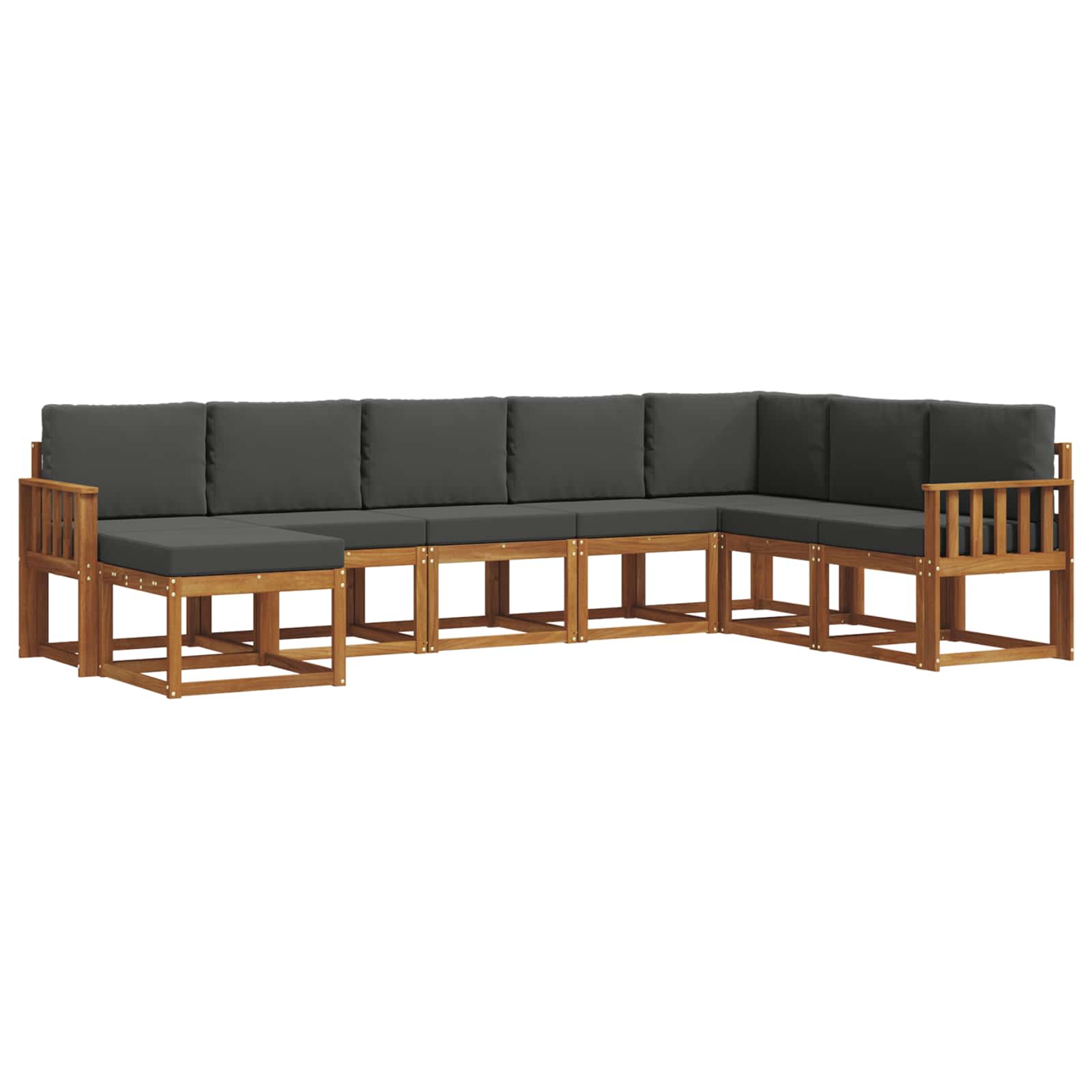 Outdoor-Sofagarnitur mit Kissen 8 pcs Natur und Anthrazit