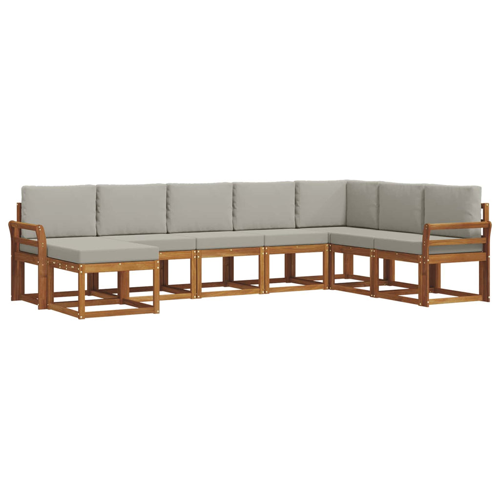 Outdoor-Sofagarnitur mit Kissen 8 pcs Natürlich und Hellgrau