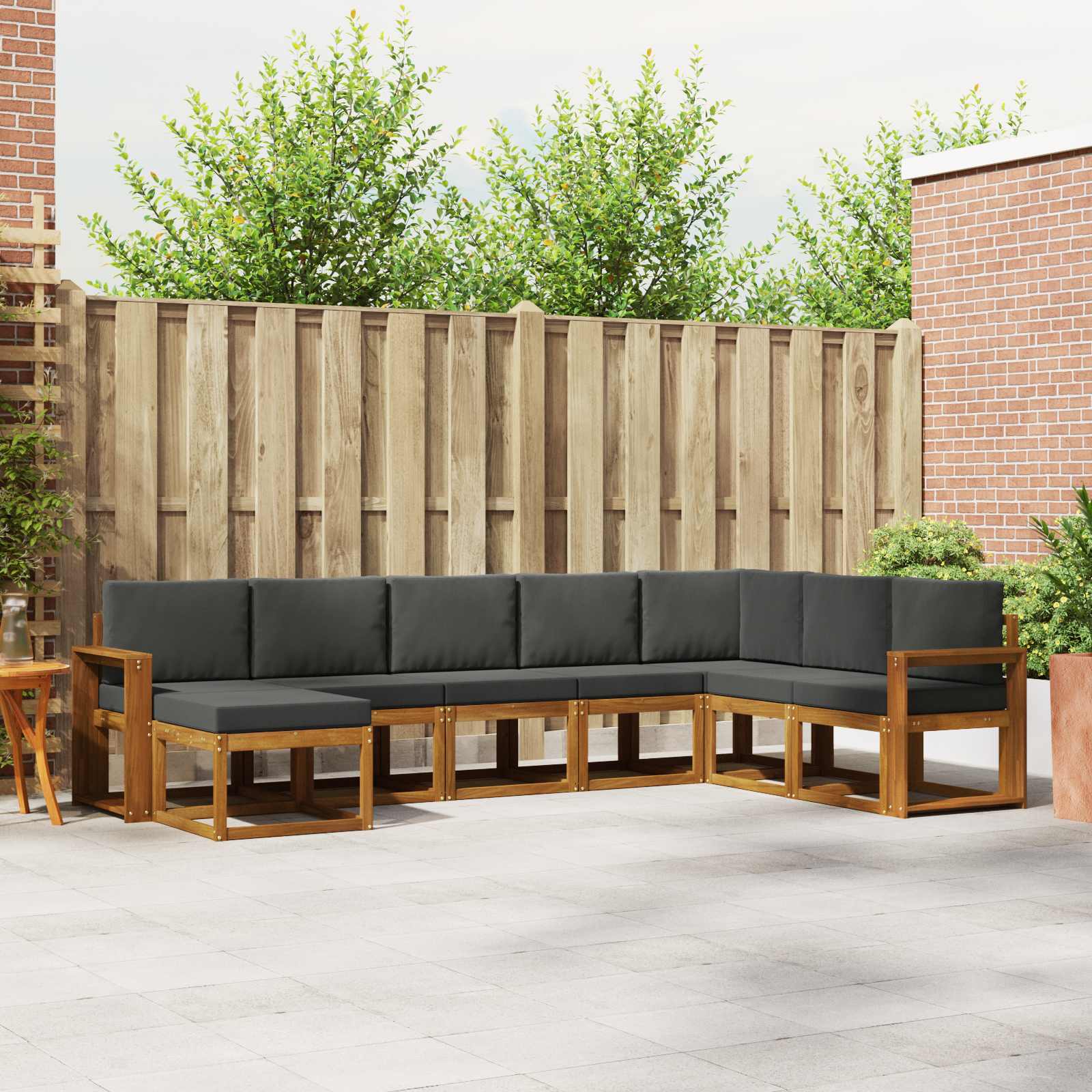 Outdoor-Sofagarnitur mit Kissen 8 pcs Natur und Anthrazit