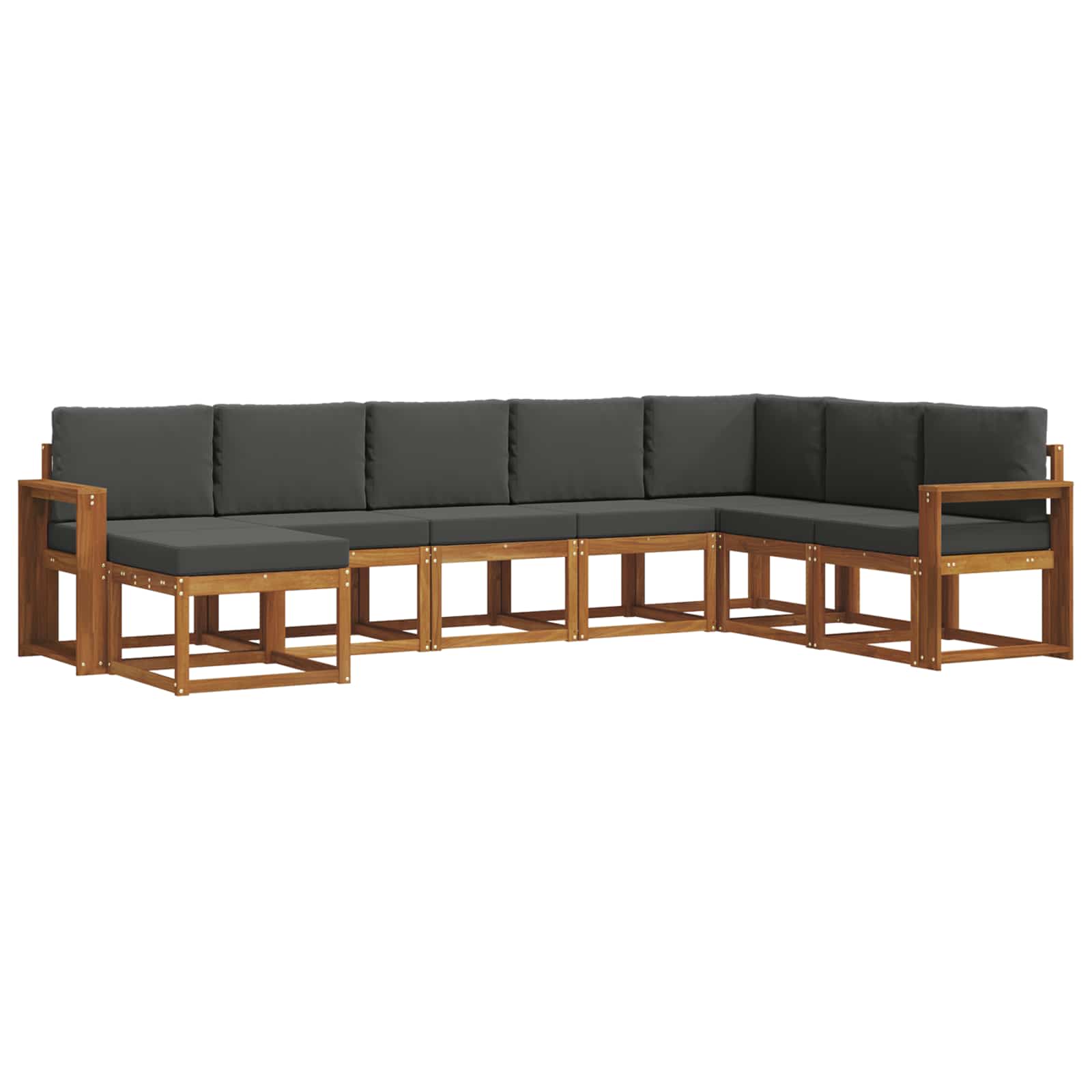 Outdoor-Sofagarnitur mit Kissen 8 pcs Natur und Anthrazit