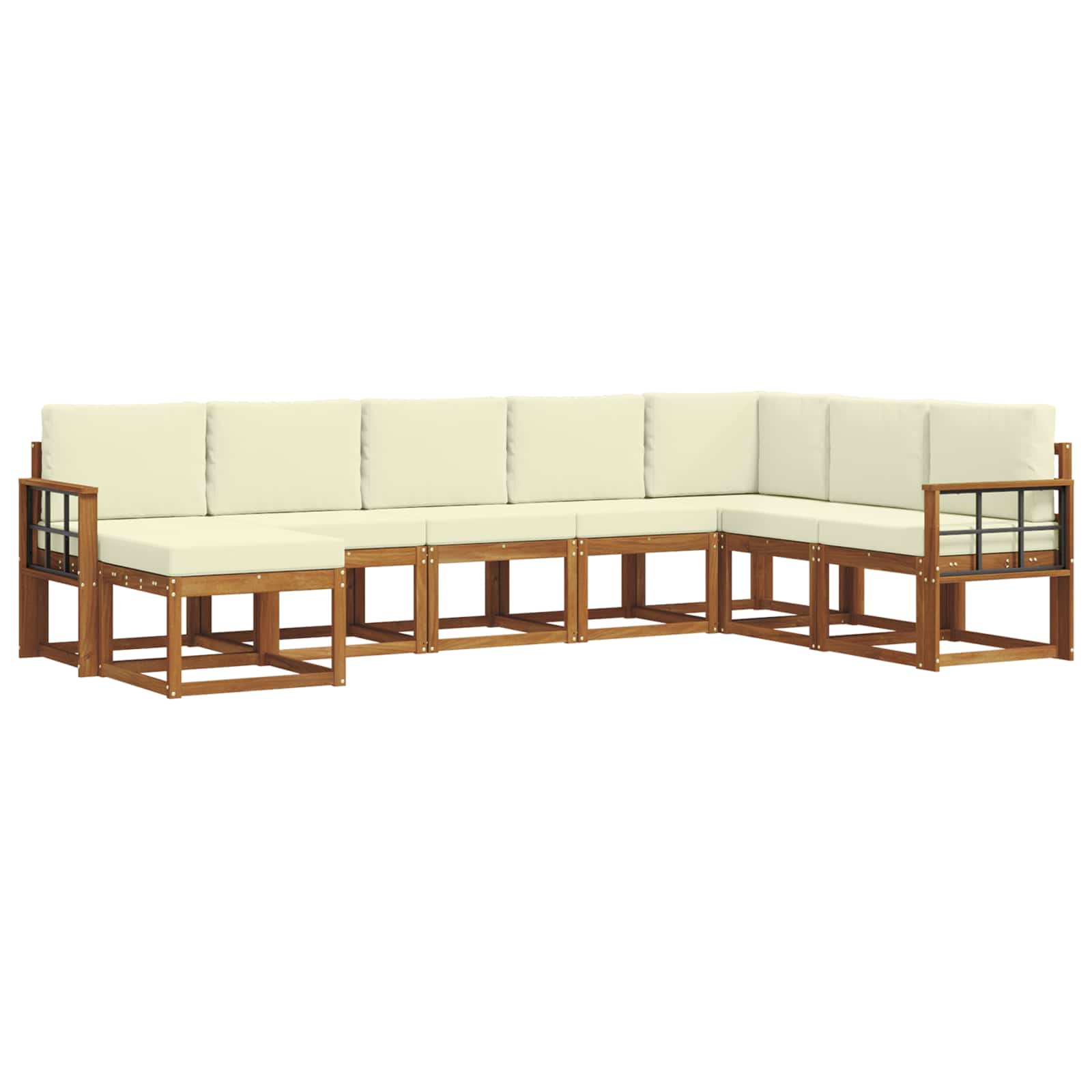Outdoor-Sofagarnitur mit Kissen 8 pcs Natur und Creme