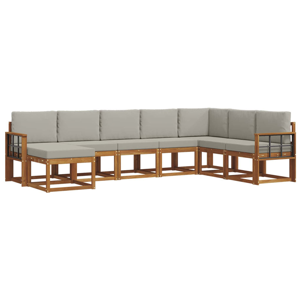 Outdoor-Sofagarnitur mit Kissen 8 pcs Natürlich und Hellgrau