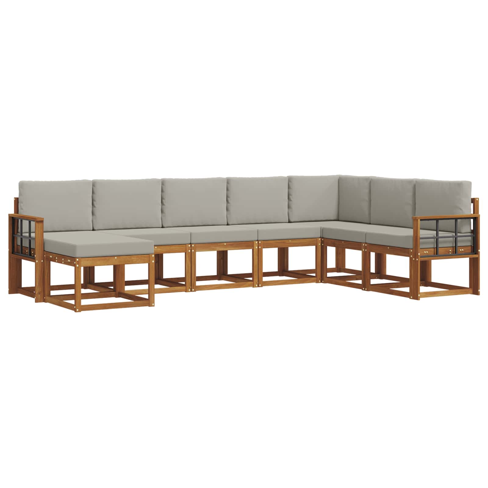 Outdoor-Sofagarnitur mit Kissen 8 pcs Natürlich und Hellgrau