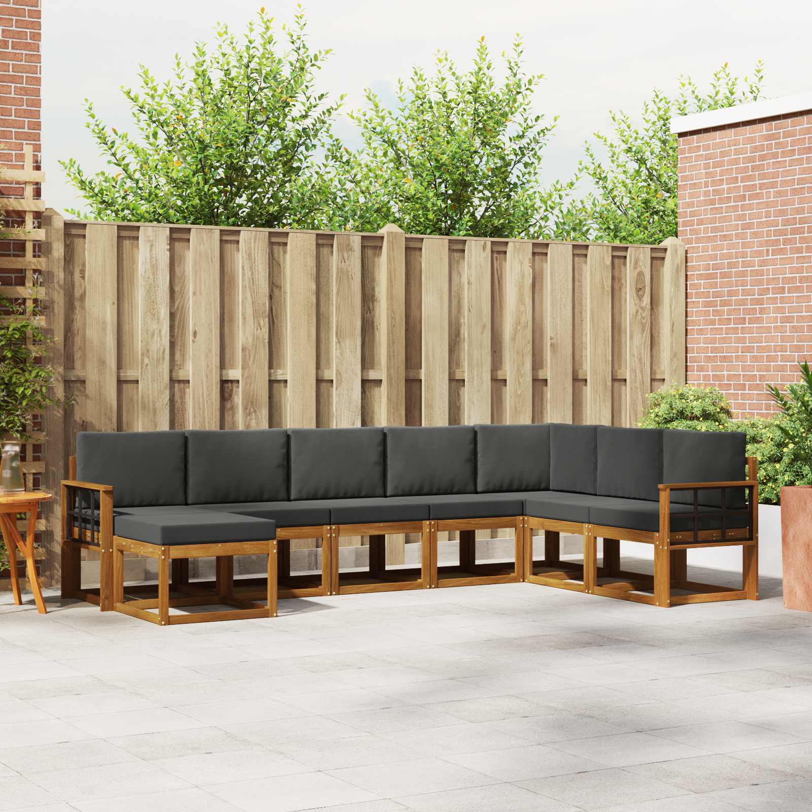 Outdoor-Sofagarnitur mit Kissen 8 pcs Natur und Anthrazit