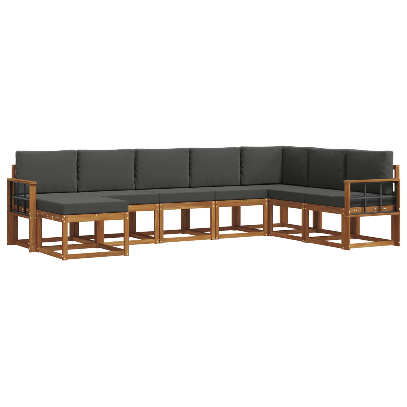 Outdoor-Sofagarnitur mit Kissen 8 pcs Natur und Anthrazit