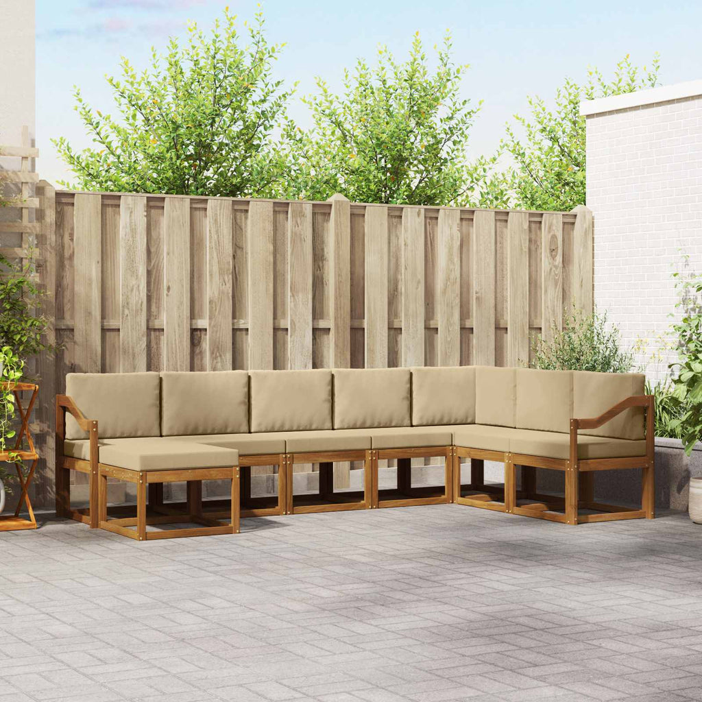 Outdoor-Sofagarnitur mit Kissen 8 pcs Natur und Beige