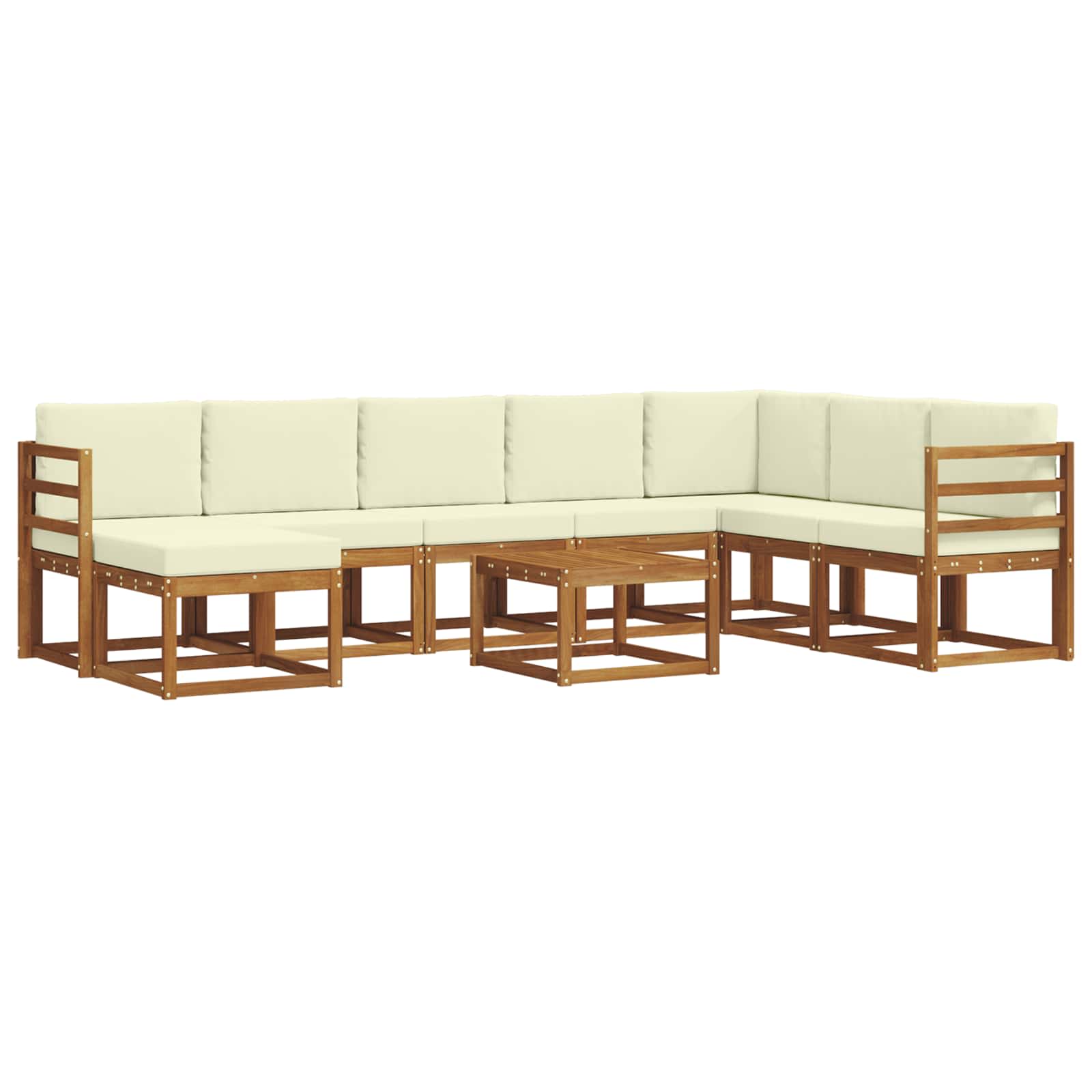 Outdoor-Sofagarnitur mit Kissen 9 pcs Natur und Creme