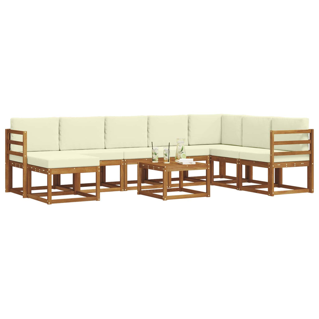 Outdoor-Sofagarnitur mit Kissen 9 pcs Natur und Creme
