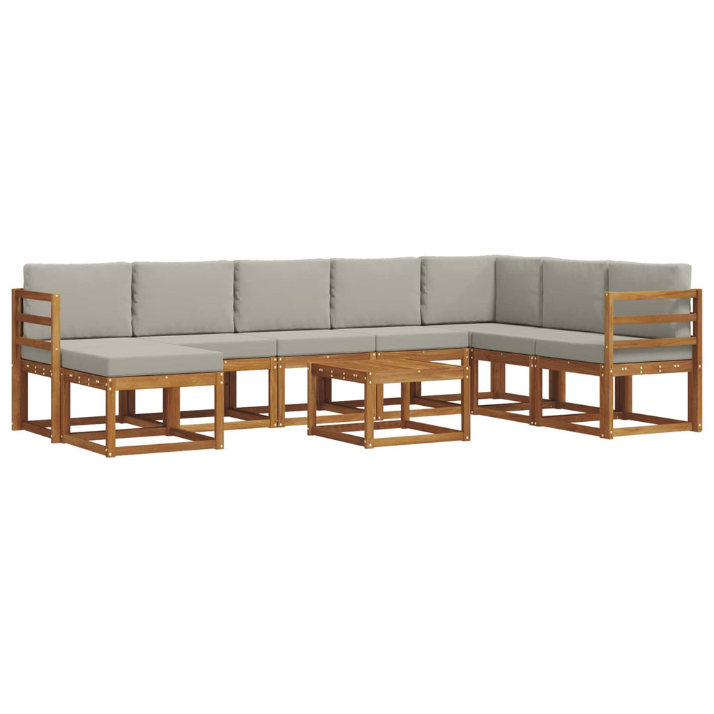 Outdoor-Sofagarnitur mit Kissen 9 pcs Natürlich und Hellgrau