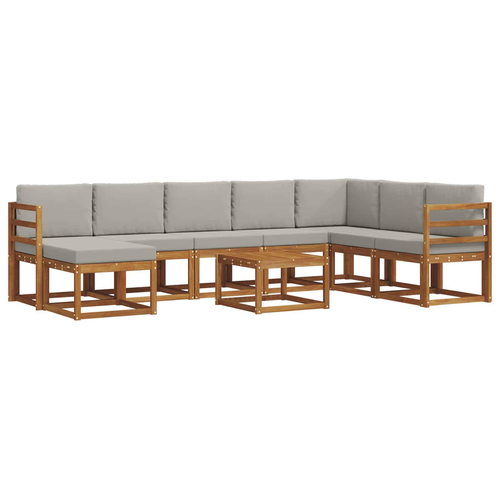 Outdoor-Sofagarnitur mit Kissen 9 pcs Natürlich und Hellgrau