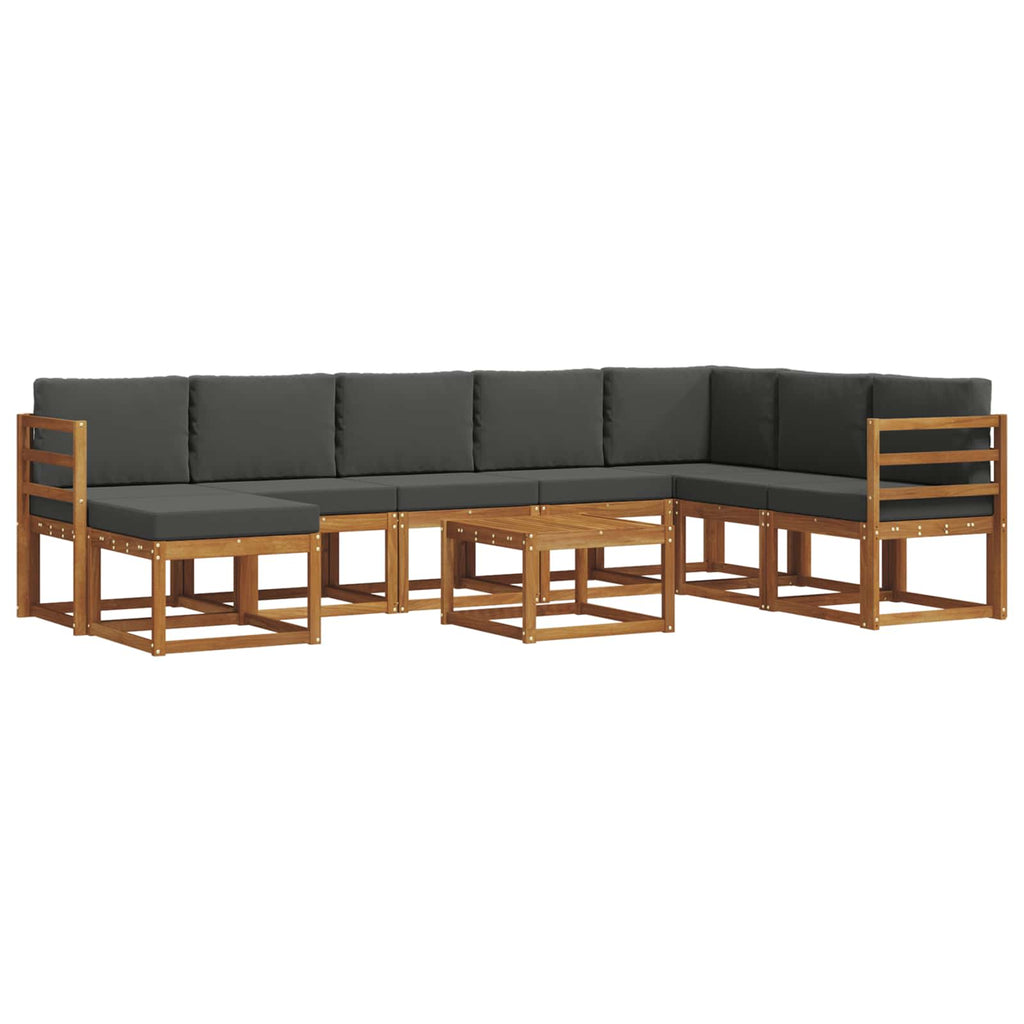 Outdoor-Sofagarnitur mit Kissen 9 pcs Natur und Anthrazit