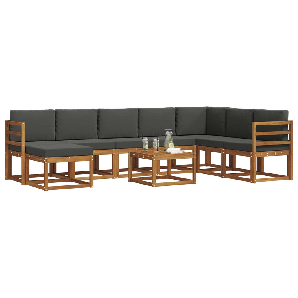 Outdoor-Sofagarnitur mit Kissen 9 pcs Natur und Anthrazit