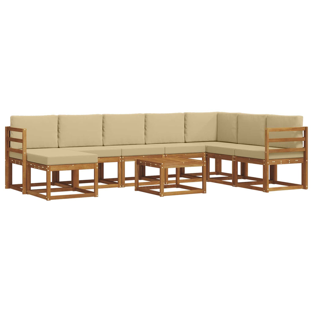 Outdoor-Sofagarnitur mit Kissen 9 pcs Natur und Beige