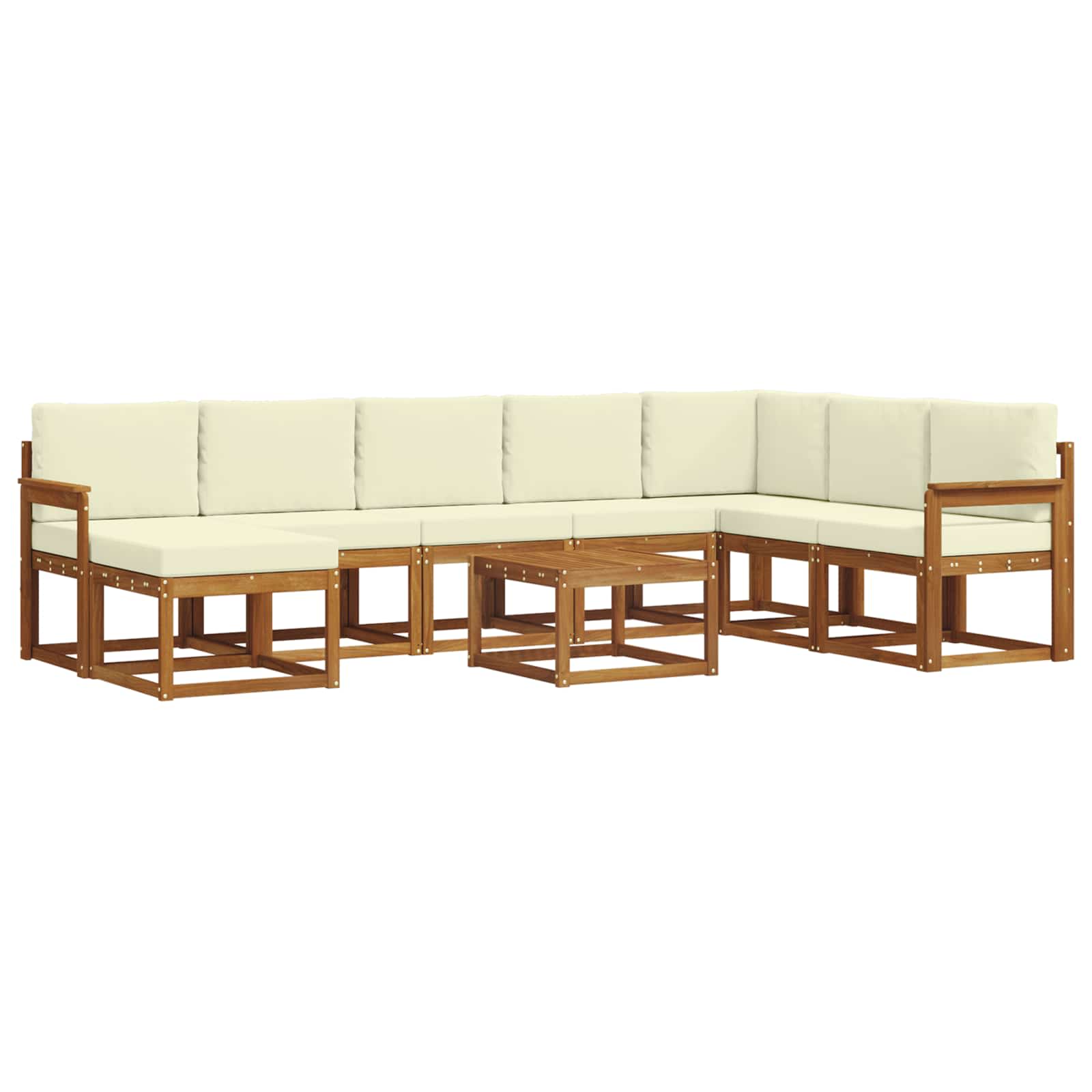 Outdoor-Sofagarnitur mit Kissen 9 pcs Natur und Creme