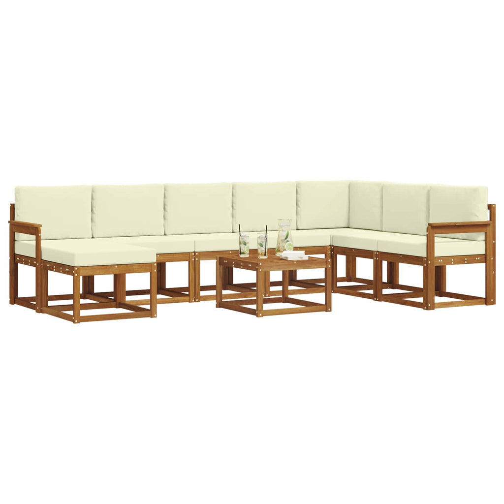 Outdoor-Sofagarnitur mit Kissen 9 pcs Natur und Creme