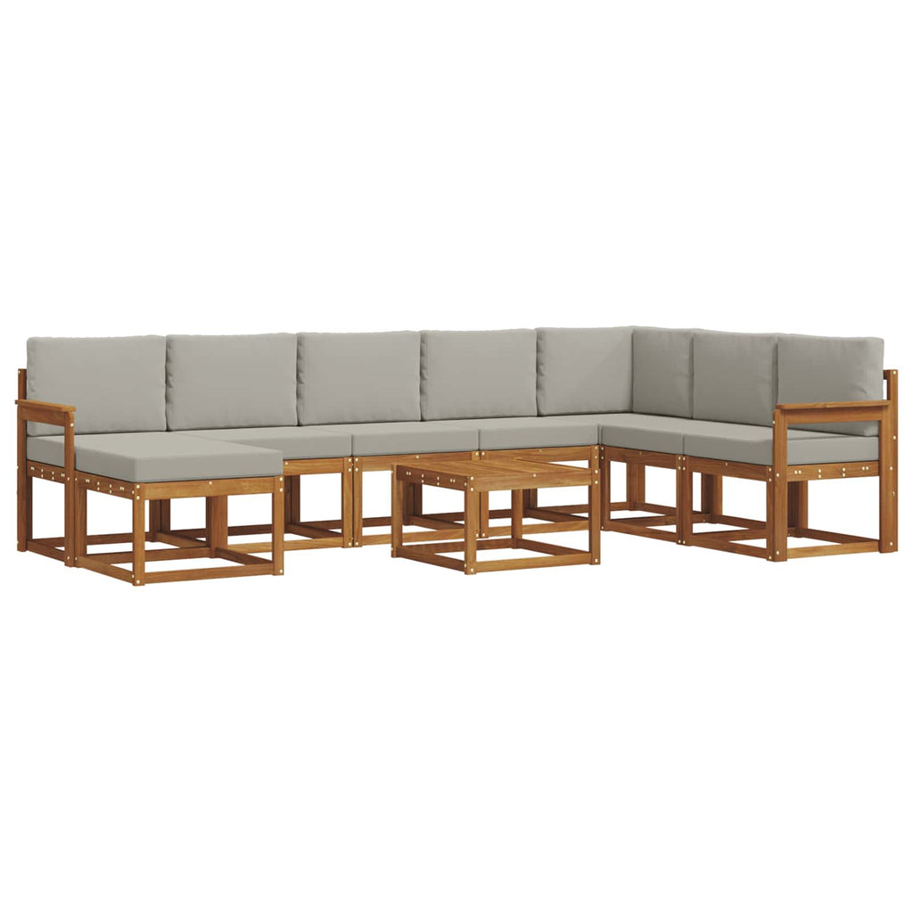Outdoor-Sofagarnitur mit Kissen 9 pcs Natürlich und Hellgrau