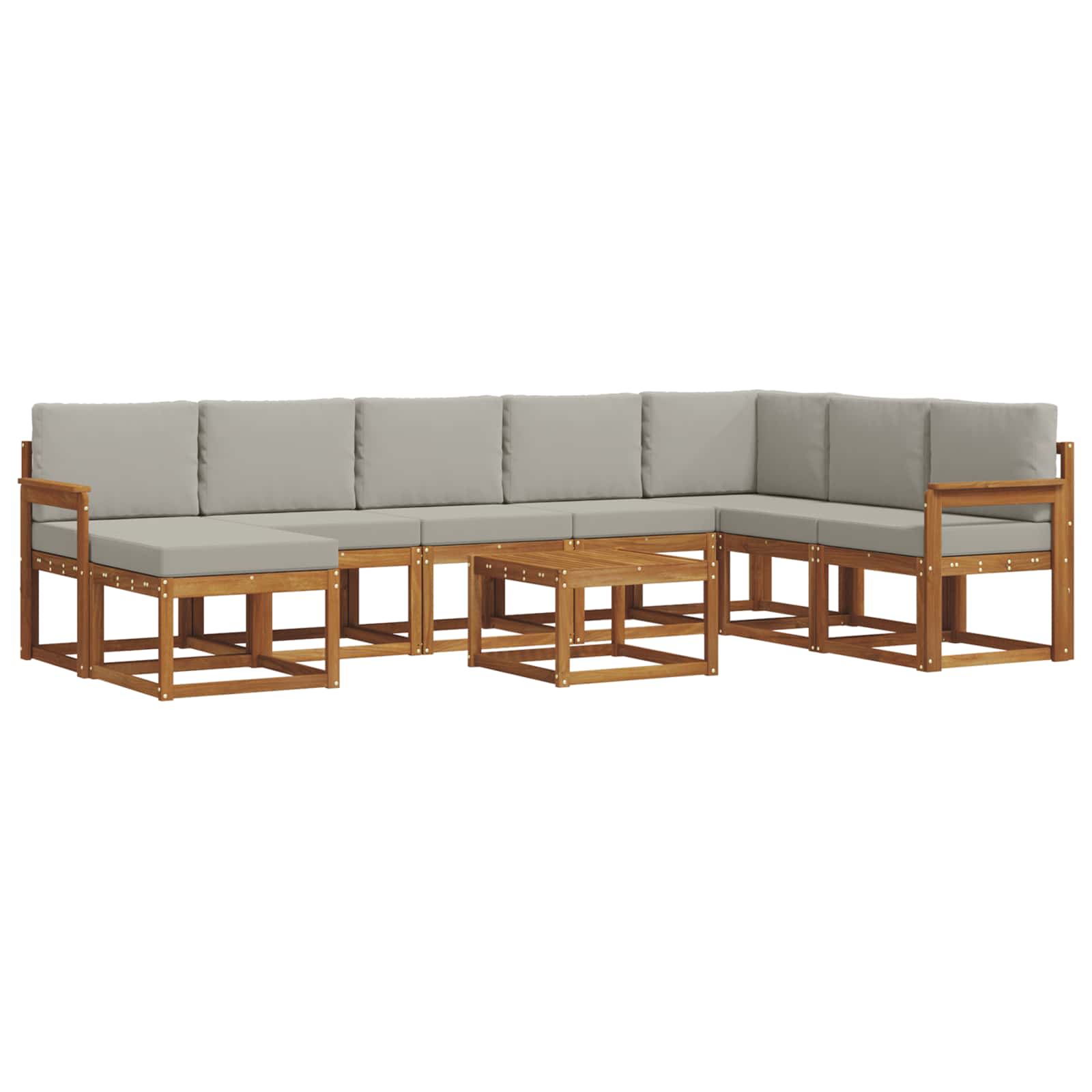 Outdoor-Sofagarnitur mit Kissen 9 pcs Natürlich und Hellgrau