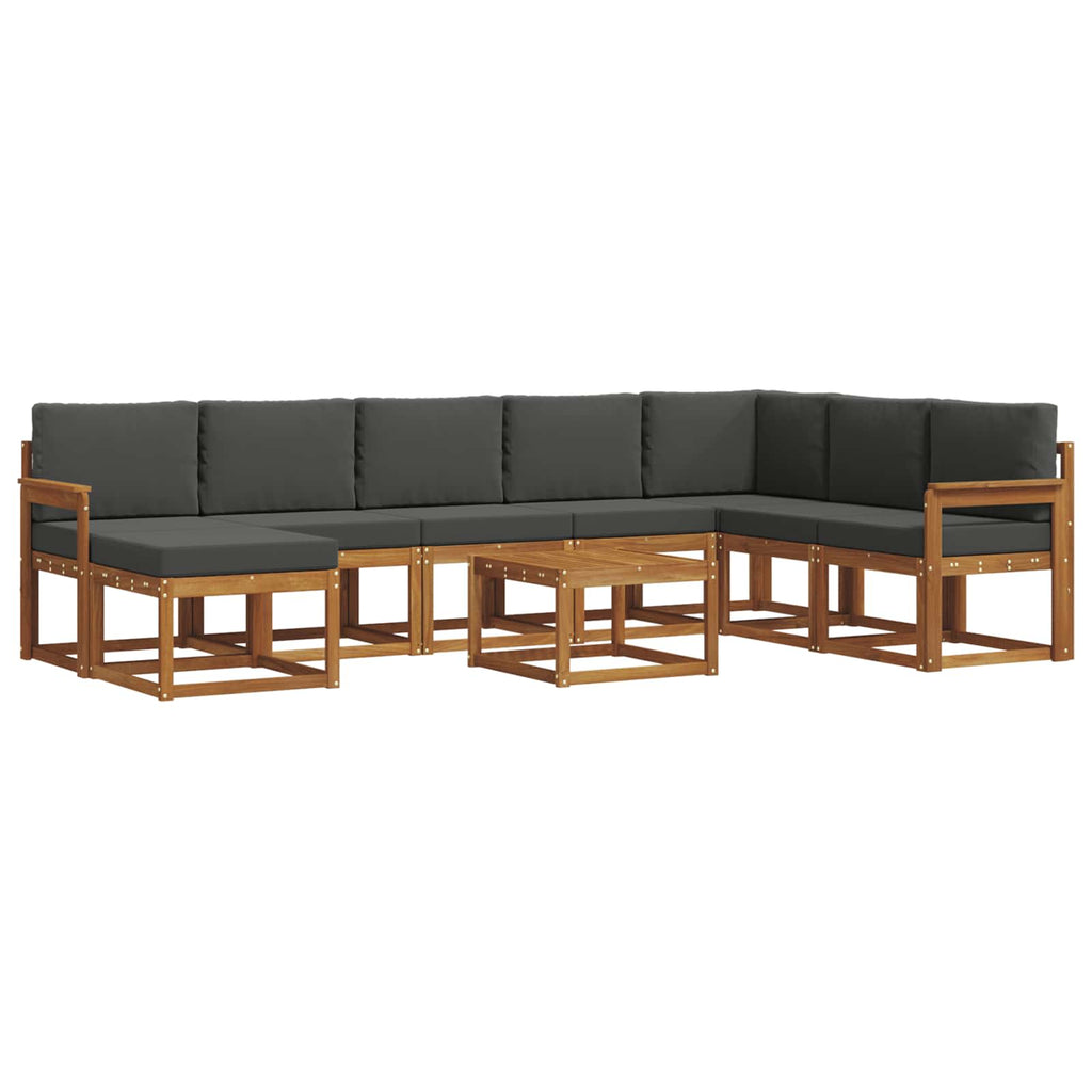 Outdoor-Sofagarnitur mit Kissen 9 pcs Natur und Anthrazit