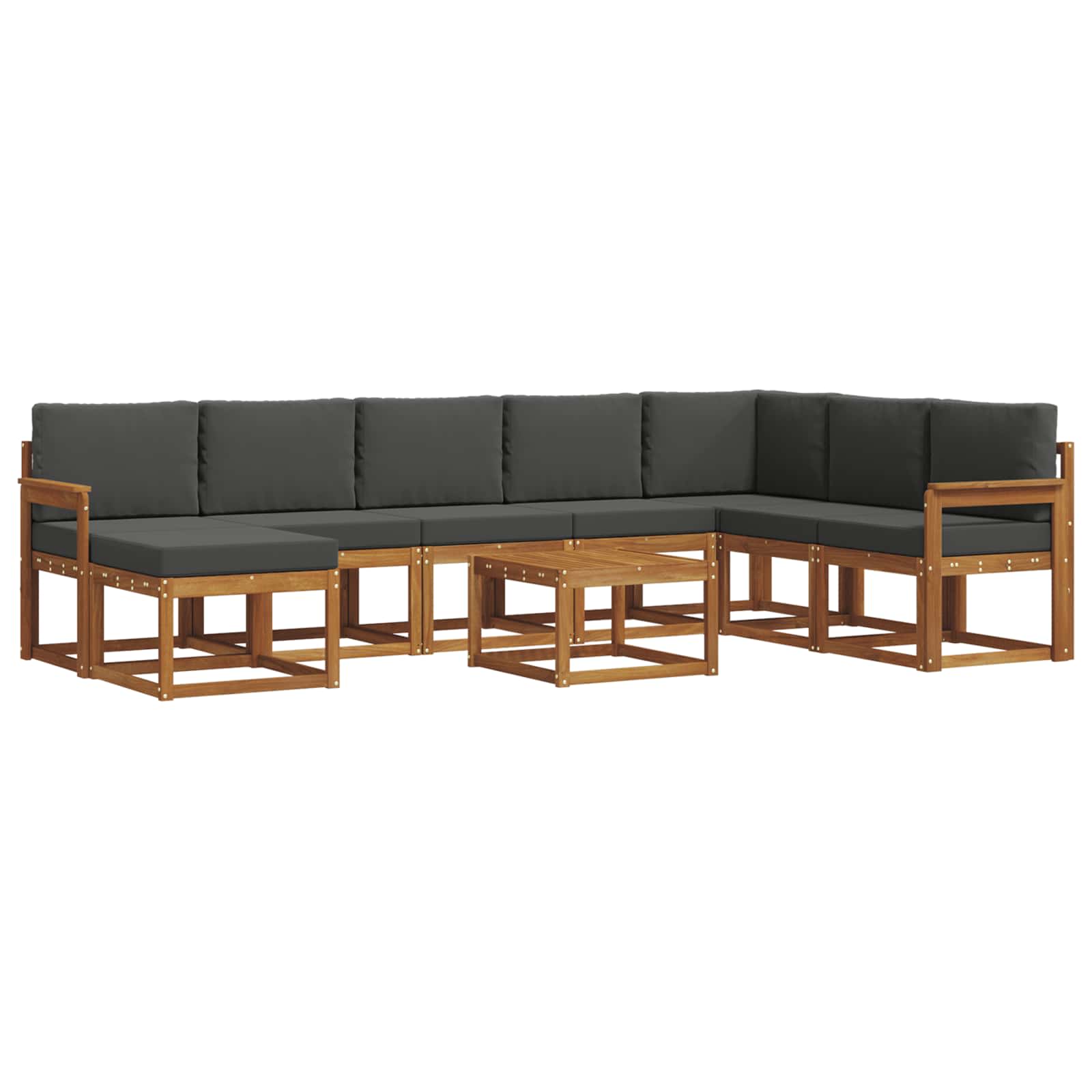 Outdoor-Sofagarnitur mit Kissen 9 pcs Natur und Anthrazit