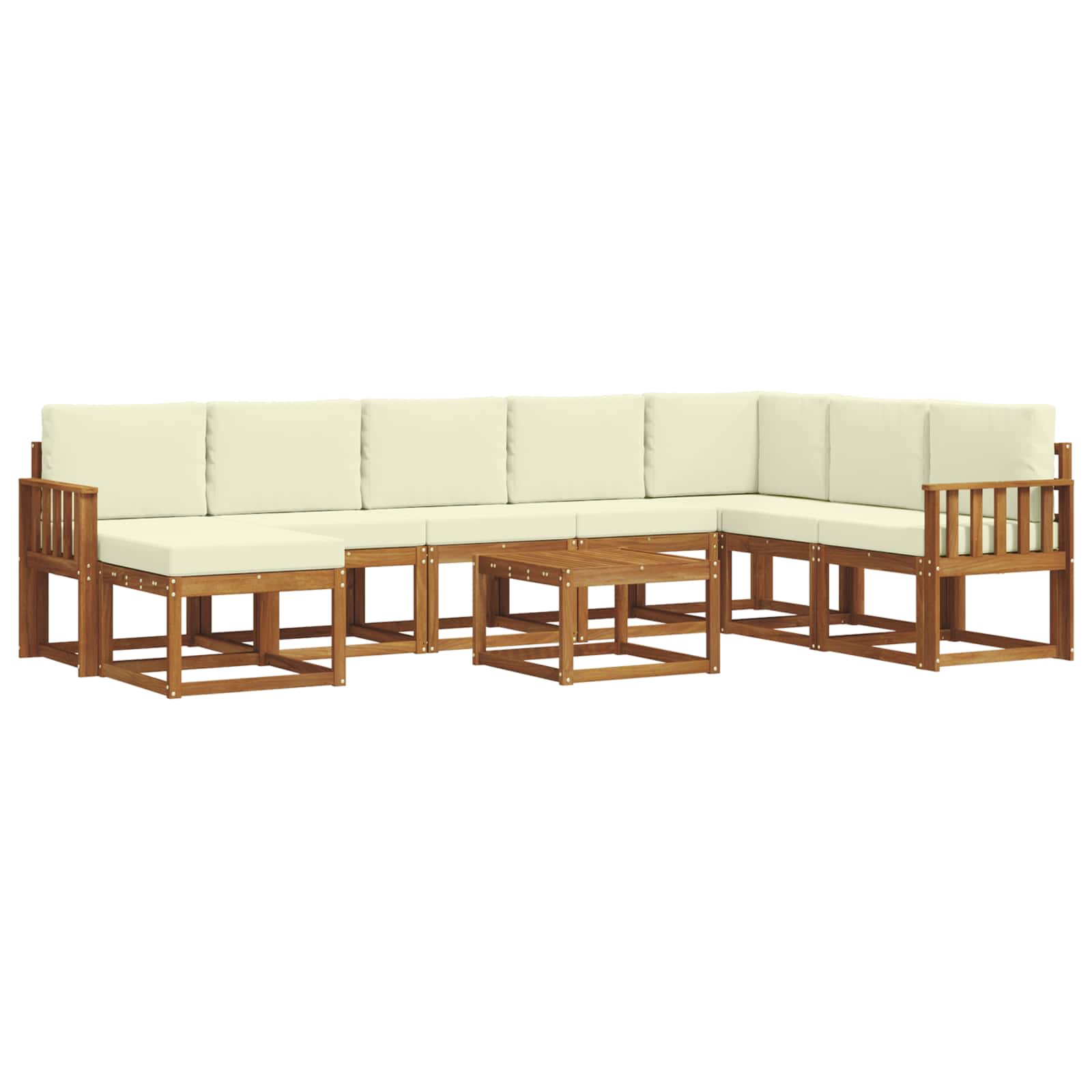 Outdoor-Sofagarnitur mit Kissen 9 pcs Natur und Creme