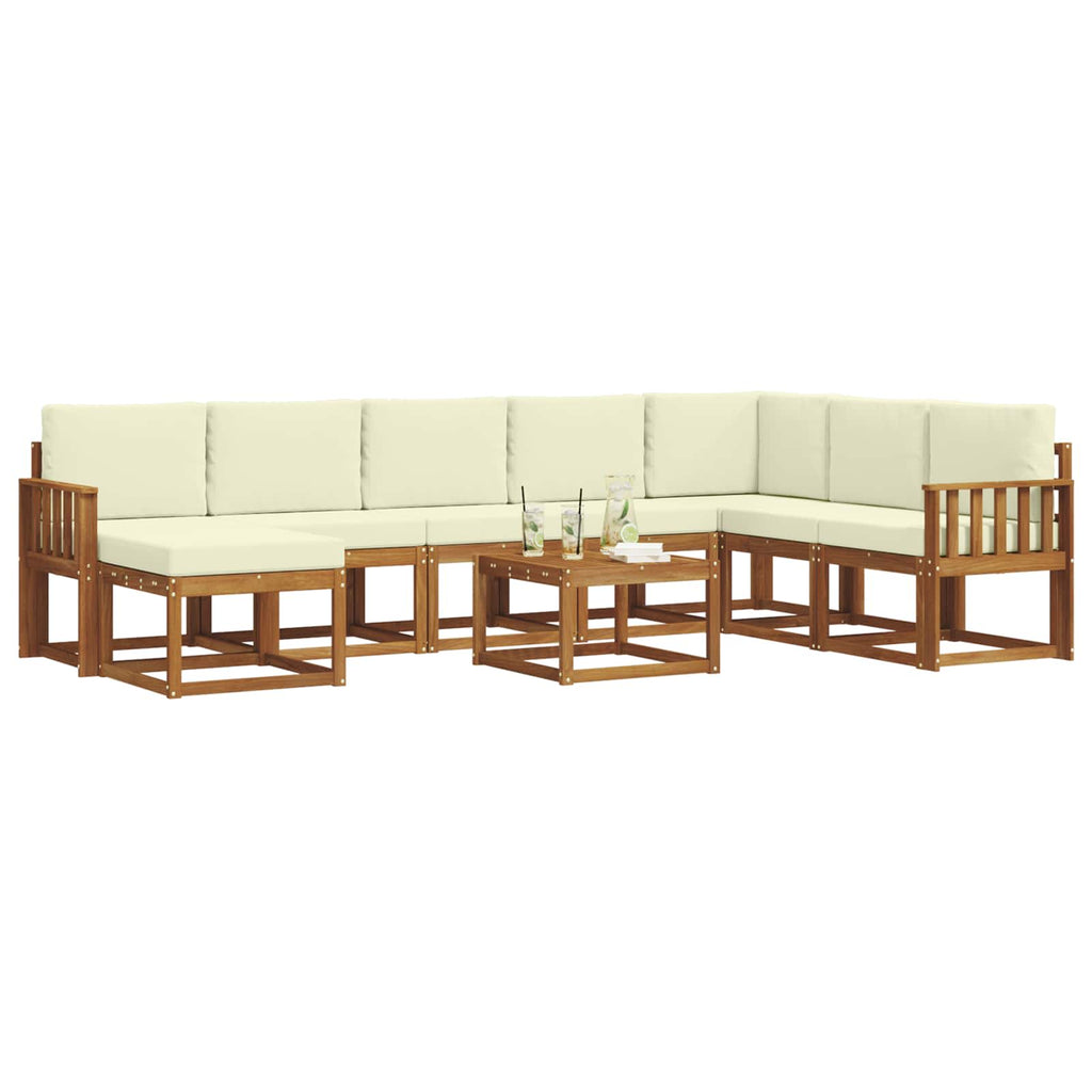 Outdoor-Sofagarnitur mit Kissen 9 pcs Natur und Creme