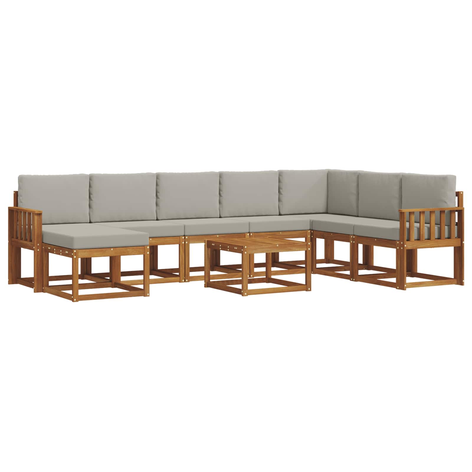 Outdoor-Sofagarnitur mit Kissen 9 pcs Natürlich und Hellgrau