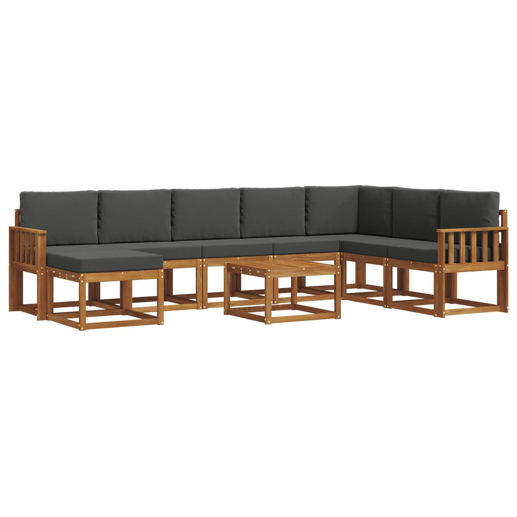 Outdoor-Sofagarnitur mit Kissen 9 pcs Natur und Anthrazit