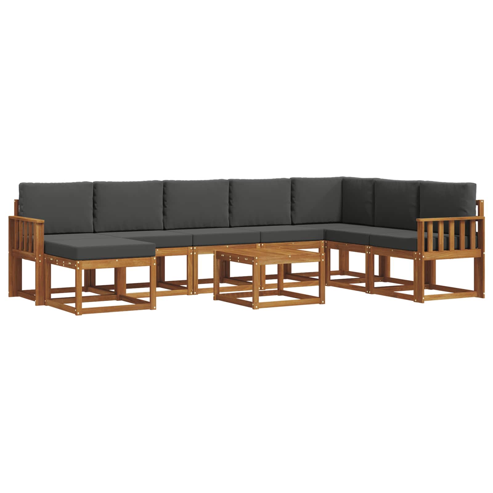 Outdoor-Sofagarnitur mit Kissen 9 pcs Natur und Anthrazit