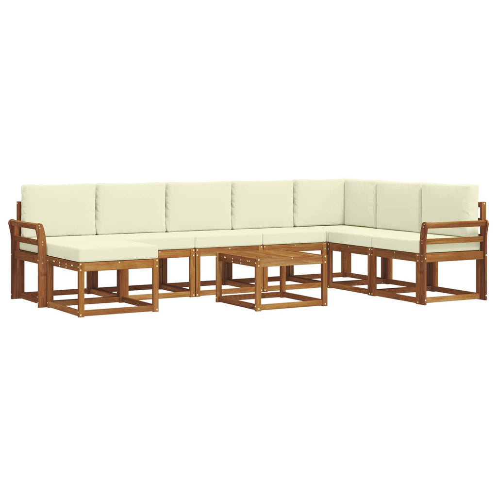 Outdoor-Sofagarnitur mit Kissen 9 pcs Natur und Creme