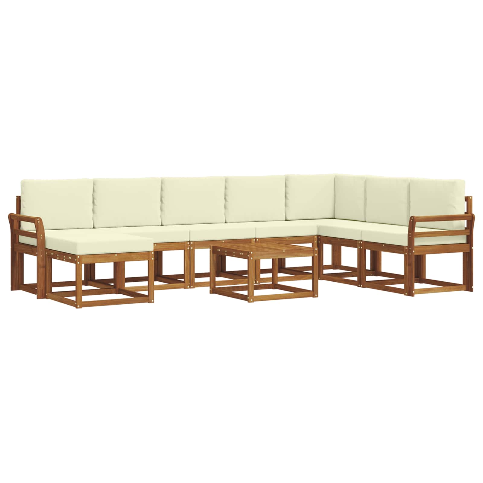 Outdoor-Sofagarnitur mit Kissen 9 pcs Natur und Creme