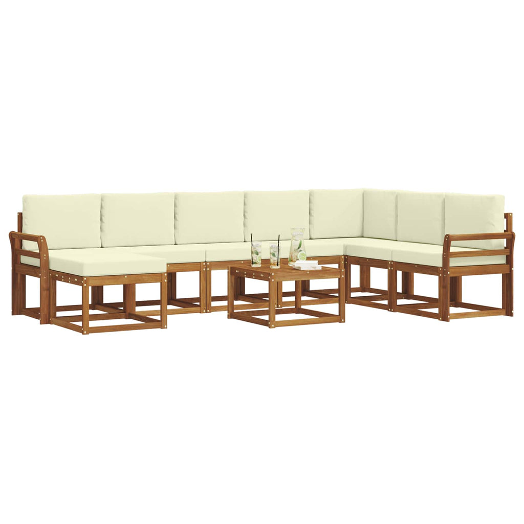 Outdoor-Sofagarnitur mit Kissen 9 pcs Natur und Creme