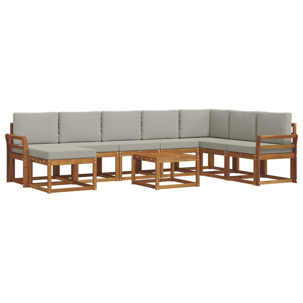 Outdoor-Sofagarnitur mit Kissen 9 pcs Natürlich und Hellgrau