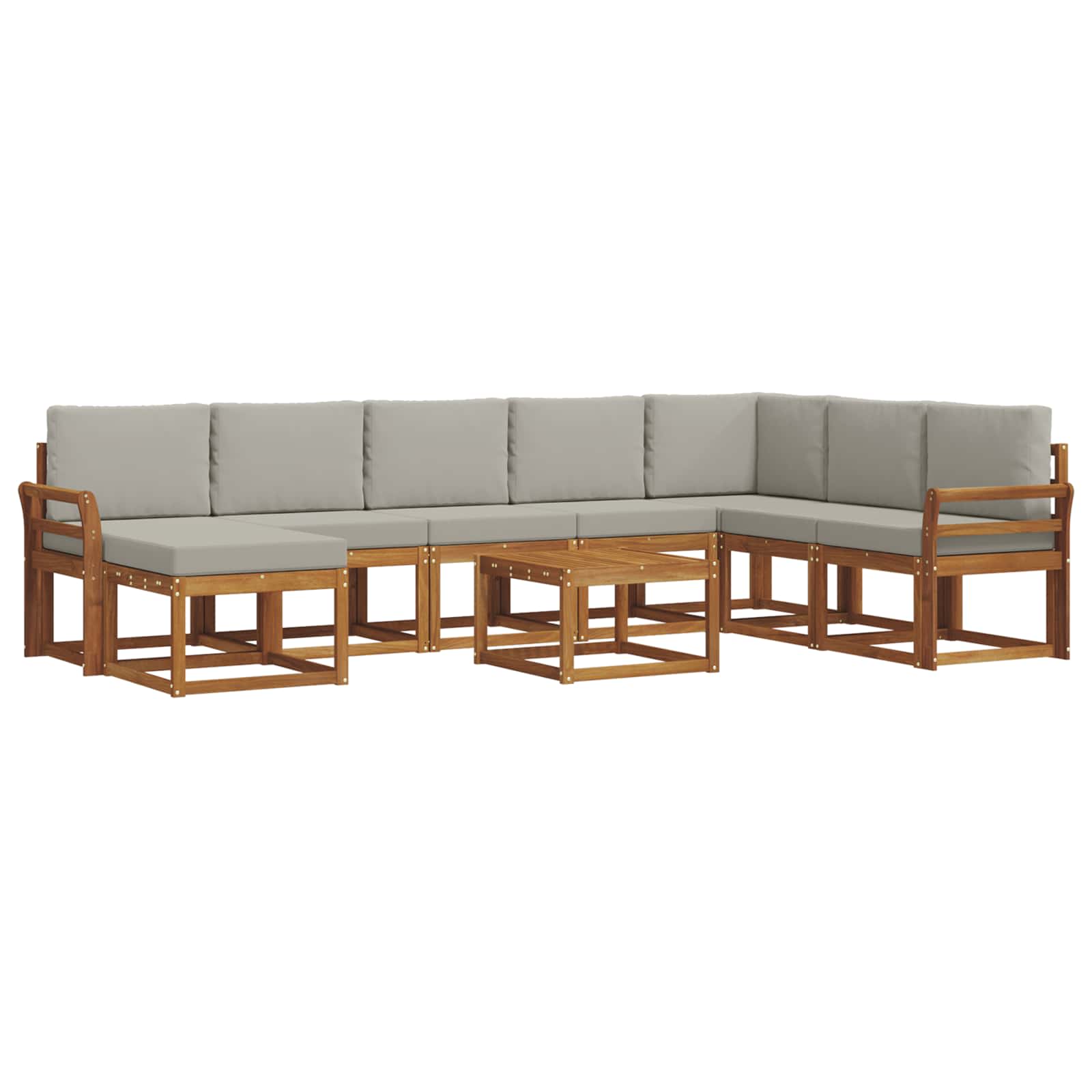 Outdoor-Sofagarnitur mit Kissen 9 pcs Natürlich und Hellgrau