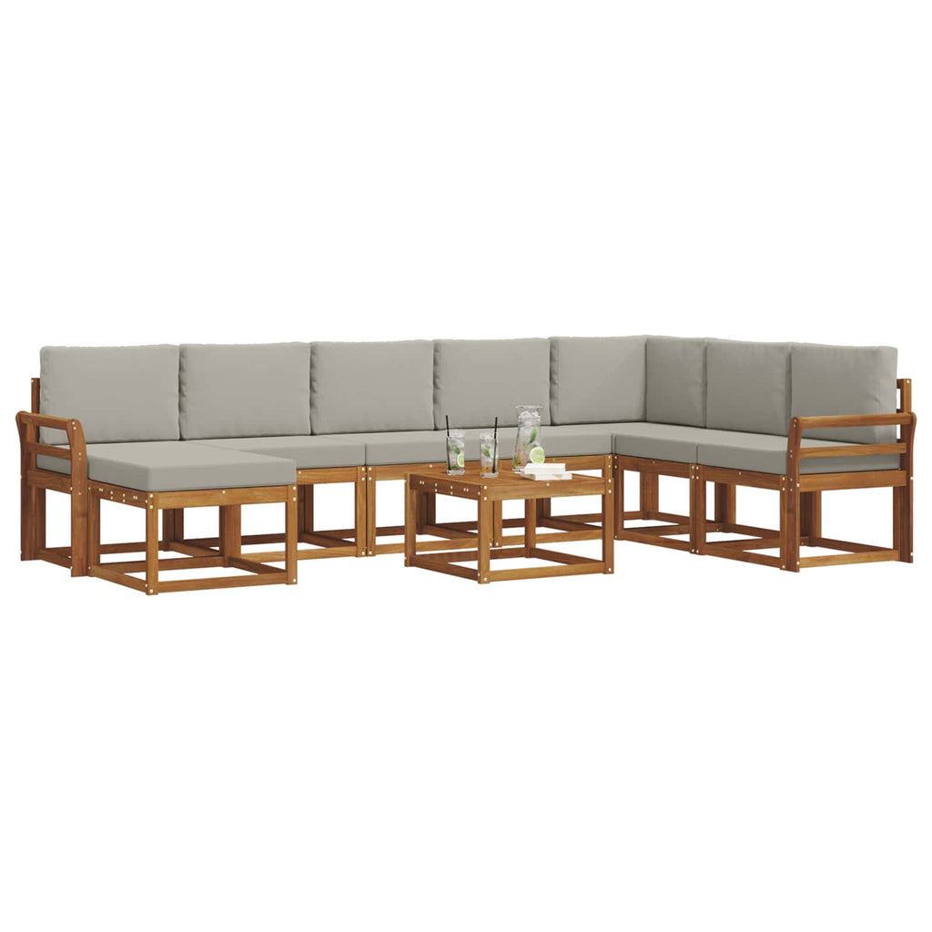 Outdoor-Sofagarnitur mit Kissen 9 pcs Natürlich und Hellgrau