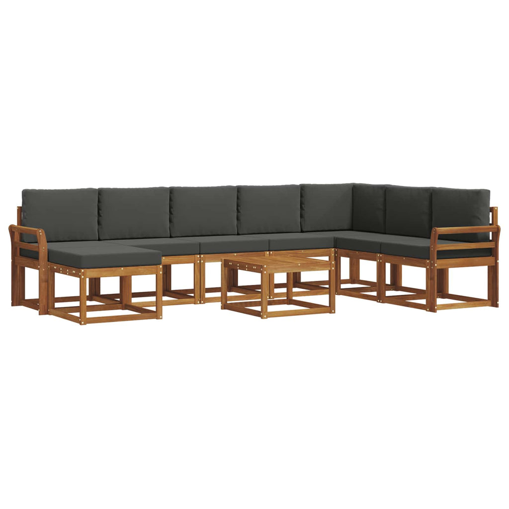 Outdoor-Sofagarnitur mit Kissen 9 pcs Natur und Anthrazit
