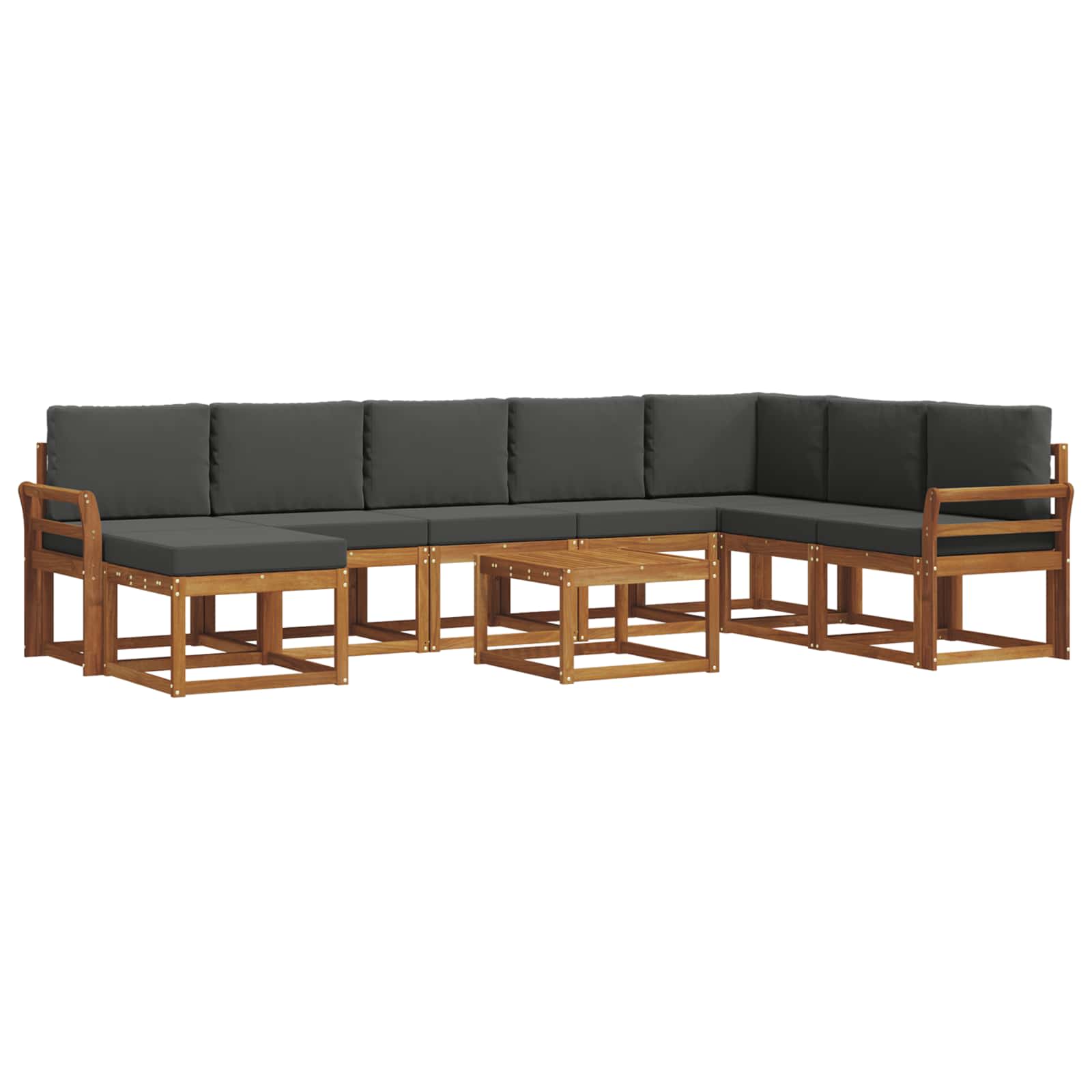 Outdoor-Sofagarnitur mit Kissen 9 pcs Natur und Anthrazit