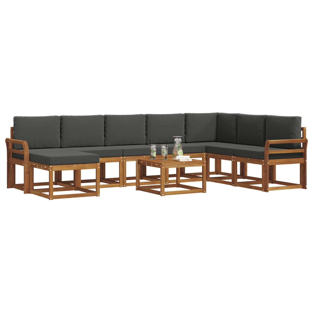 Outdoor-Sofagarnitur mit Kissen 9 pcs Natur und Anthrazit