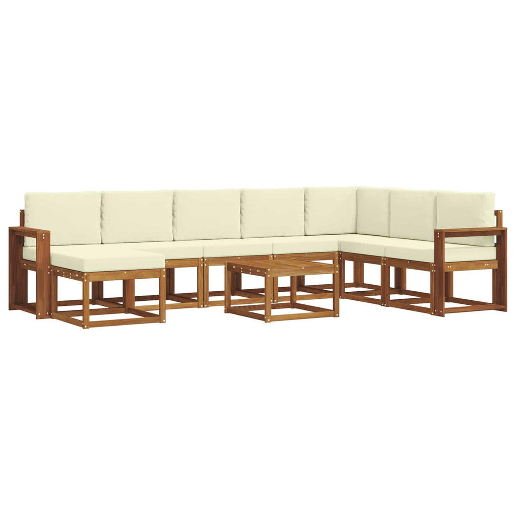 Outdoor-Sofagarnitur mit Kissen 9 pcs Natur und Creme