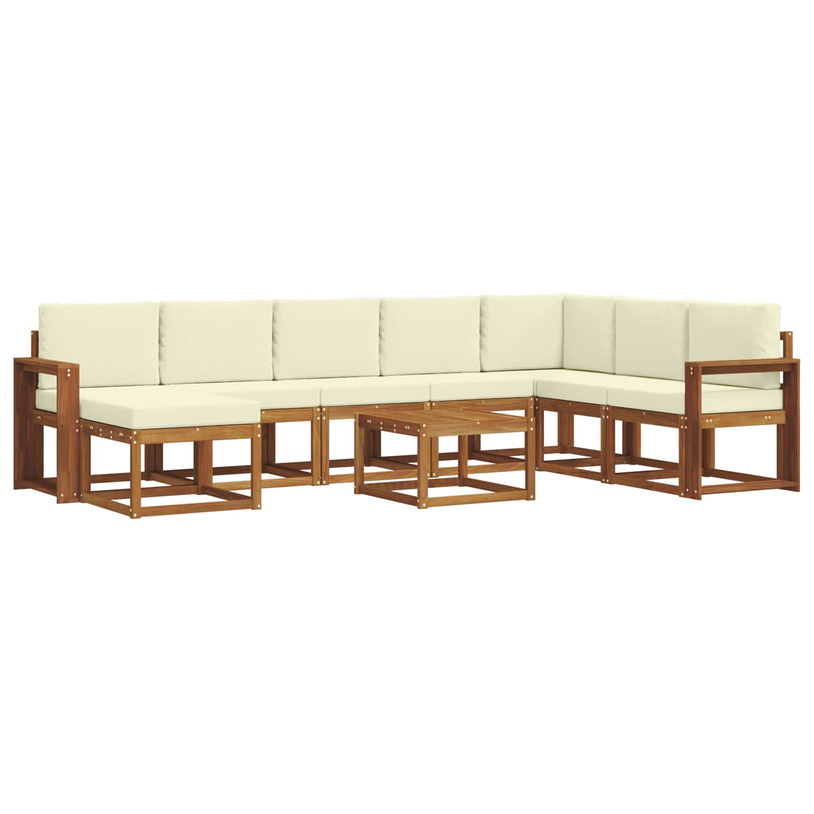 Outdoor-Sofagarnitur mit Kissen 9 pcs Natur und Creme