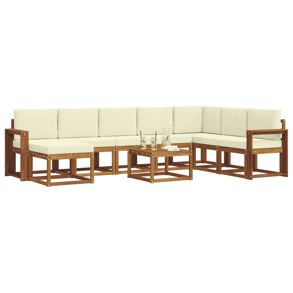 Outdoor-Sofagarnitur mit Kissen 9 pcs Natur und Creme