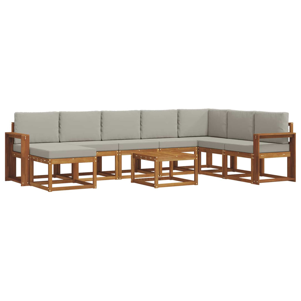 Outdoor-Sofagarnitur mit Kissen 9 pcs Natürlich und Hellgrau