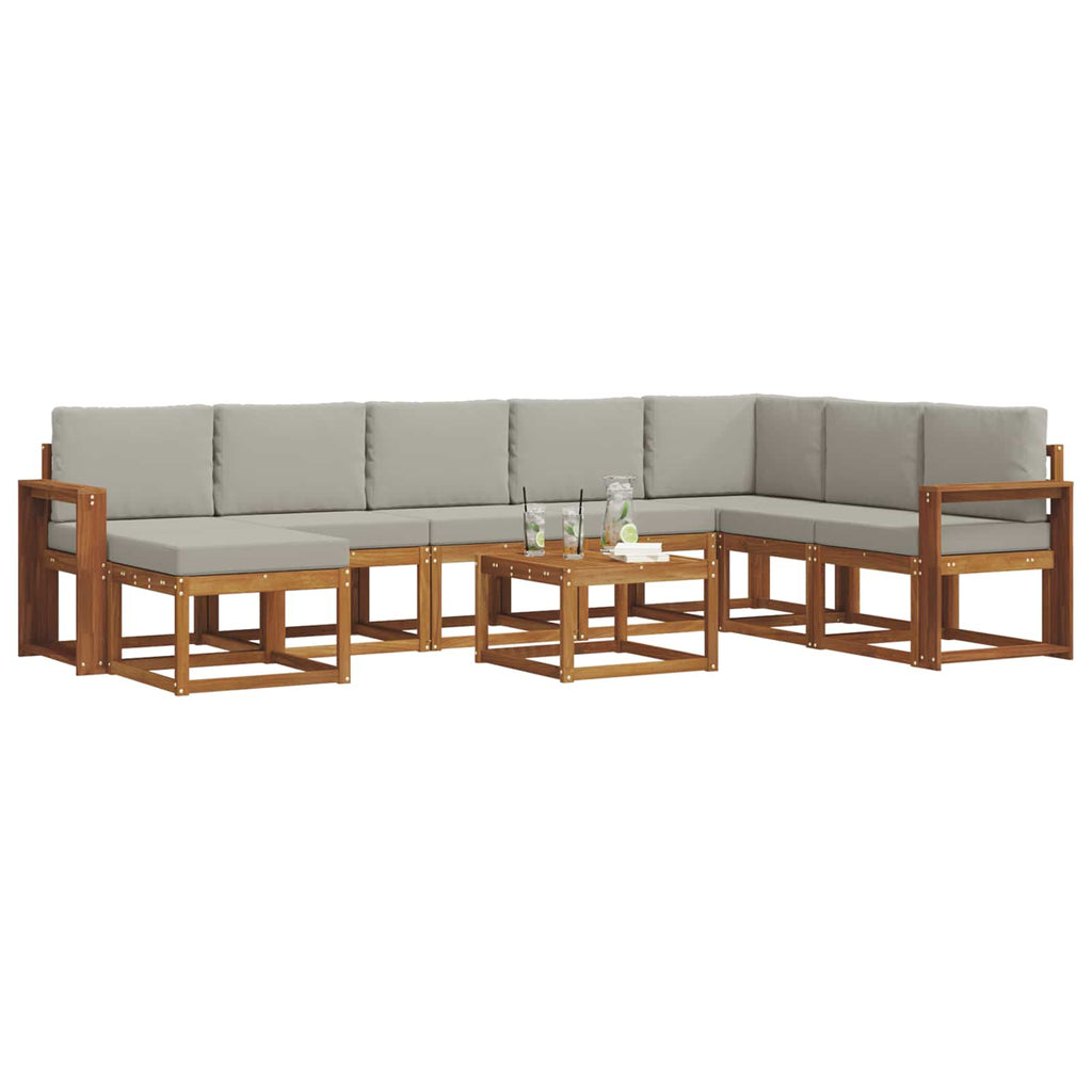 Outdoor-Sofagarnitur mit Kissen 9 pcs Natürlich und Hellgrau