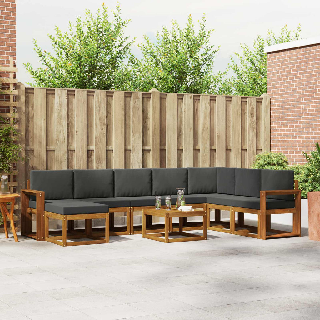 Outdoor-Sofagarnitur mit Kissen 9 pcs Natur und Anthrazit