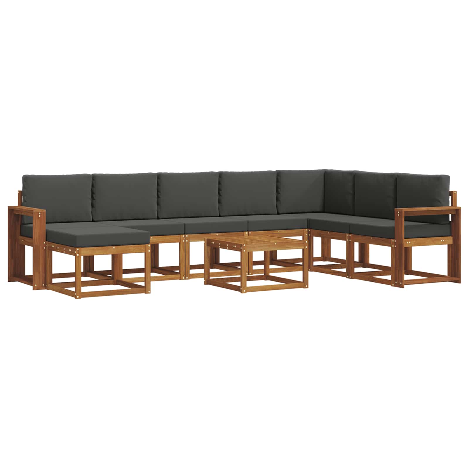 Outdoor-Sofagarnitur mit Kissen 9 pcs Natur und Anthrazit