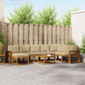 Outdoor-Sofagarnitur mit Kissen 9 pcs Natur und Beige