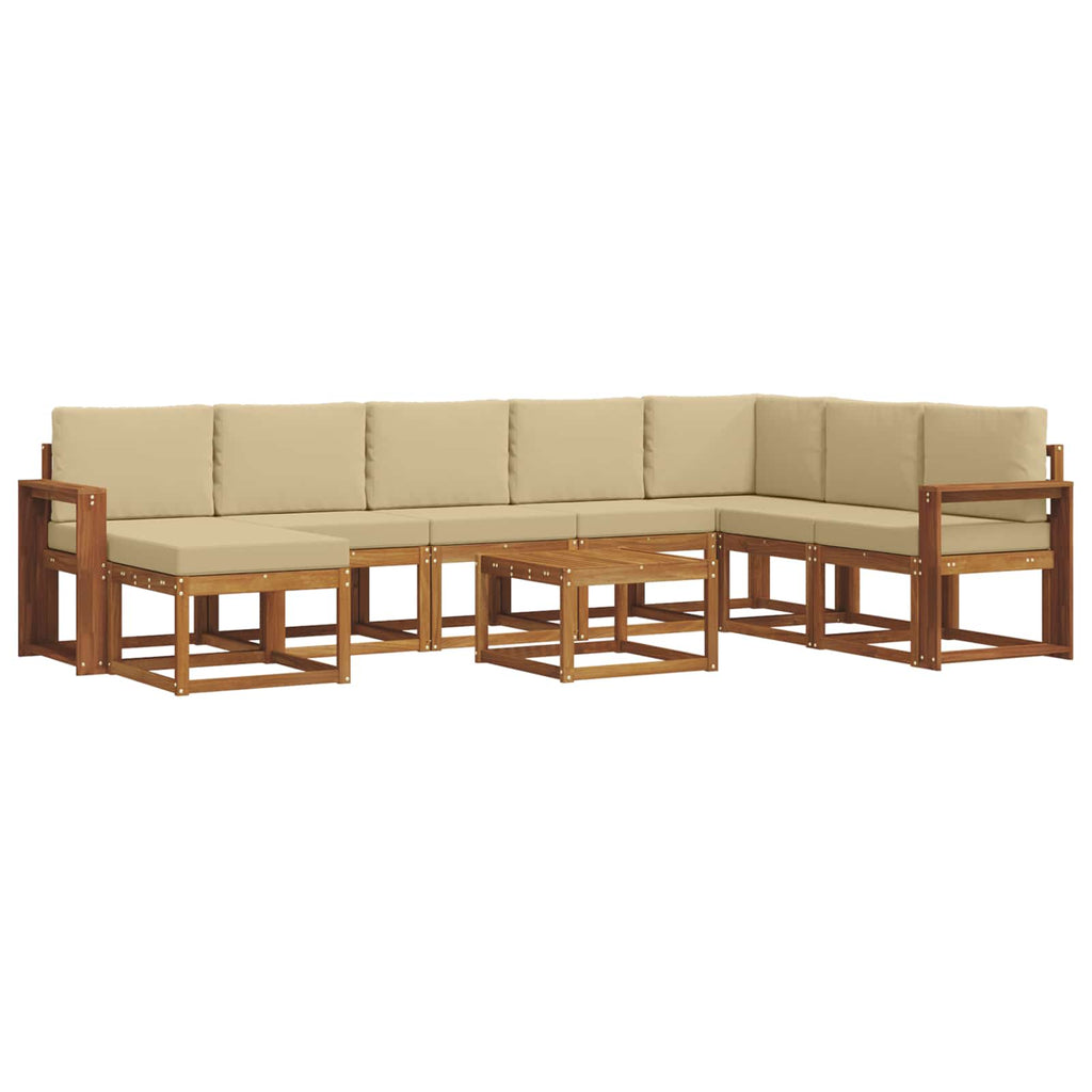 Outdoor-Sofagarnitur mit Kissen 9 pcs Natur und Beige