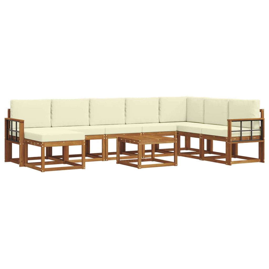 Outdoor-Sofagarnitur mit Kissen 9 pcs Natur und Creme
