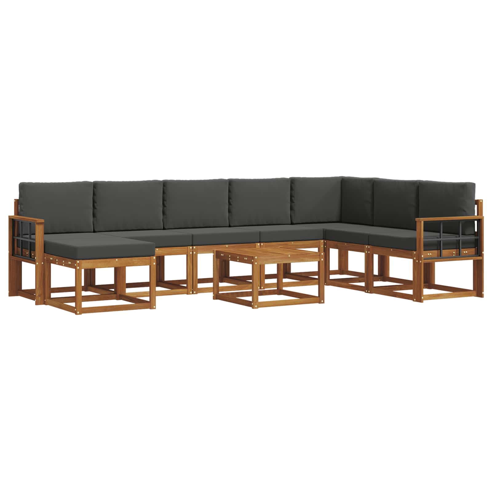 Outdoor-Sofagarnitur mit Kissen 9 pcs Natur und Anthrazit