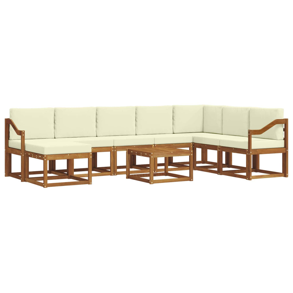 Outdoor-Sofagarnitur mit Kissen 9 pcs Natur und Creme