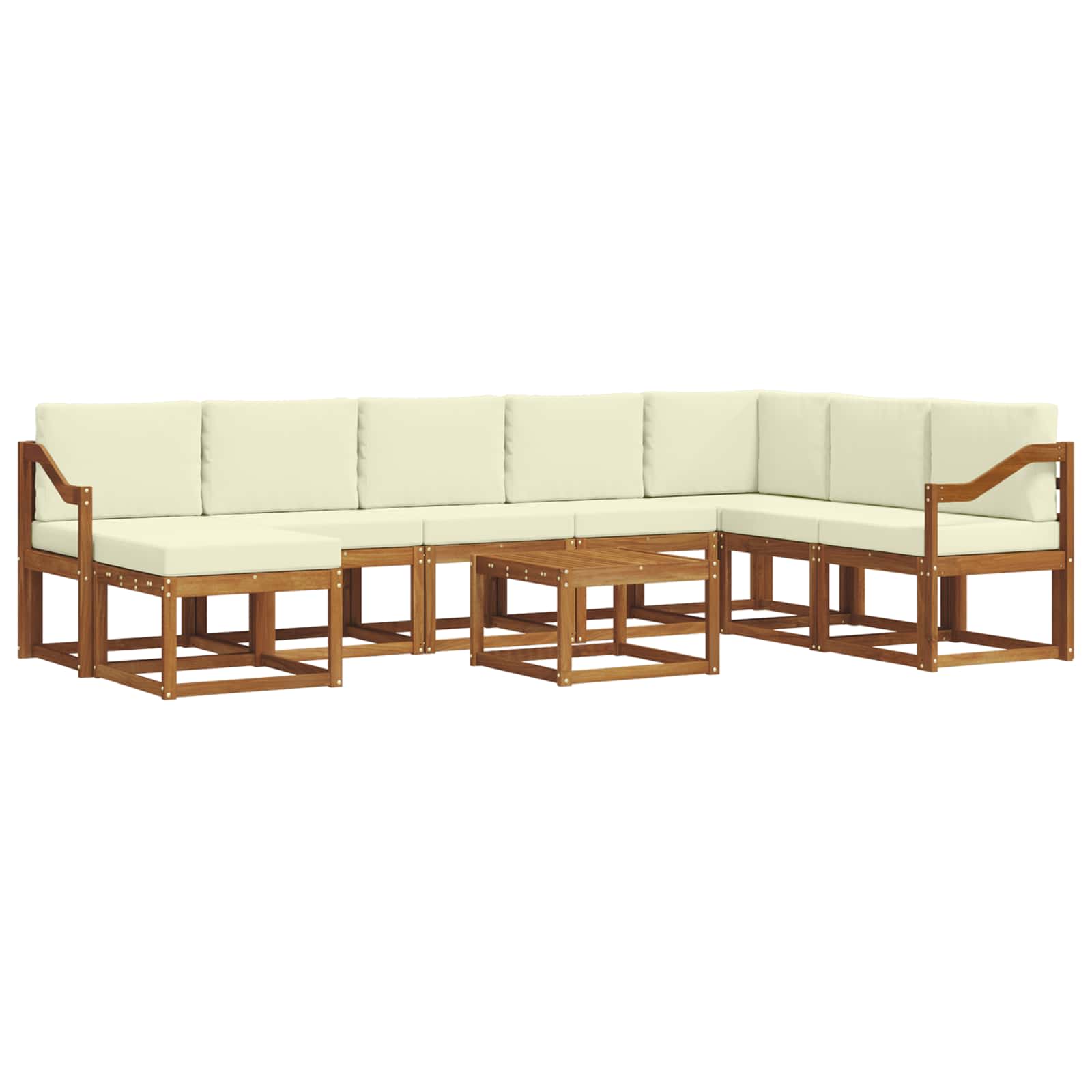 Outdoor-Sofagarnitur mit Kissen 9 pcs Natur und Creme